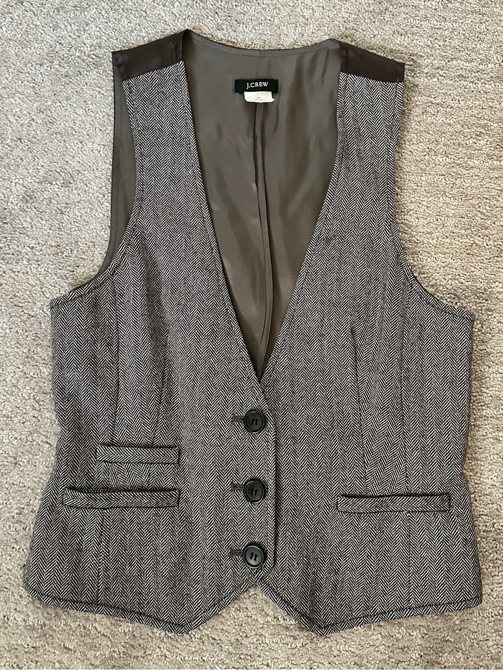 Women’s J.Crew Herringbone 100% Wool Tailored Vest